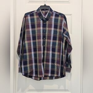 Alan Flusser Long Sleeve Plaid Button-Down Shirt, EUC, Size XL